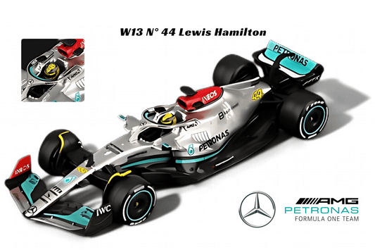 Bburago 1:43 F1 - Mercedes-AMG PETRONAS W13 N° 44 Lewis Hamilton - Version with cover - Car World