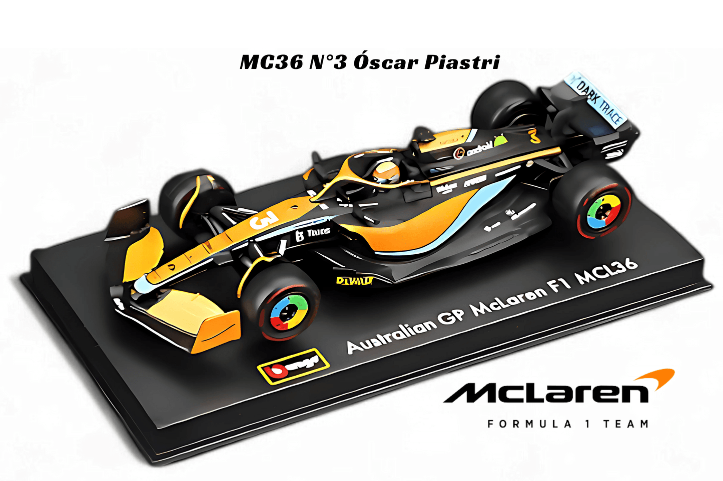 Bburago 1:43 F1 - Mclaren MCL36 N°3 Óscar Piastri - Version with cover - Car World